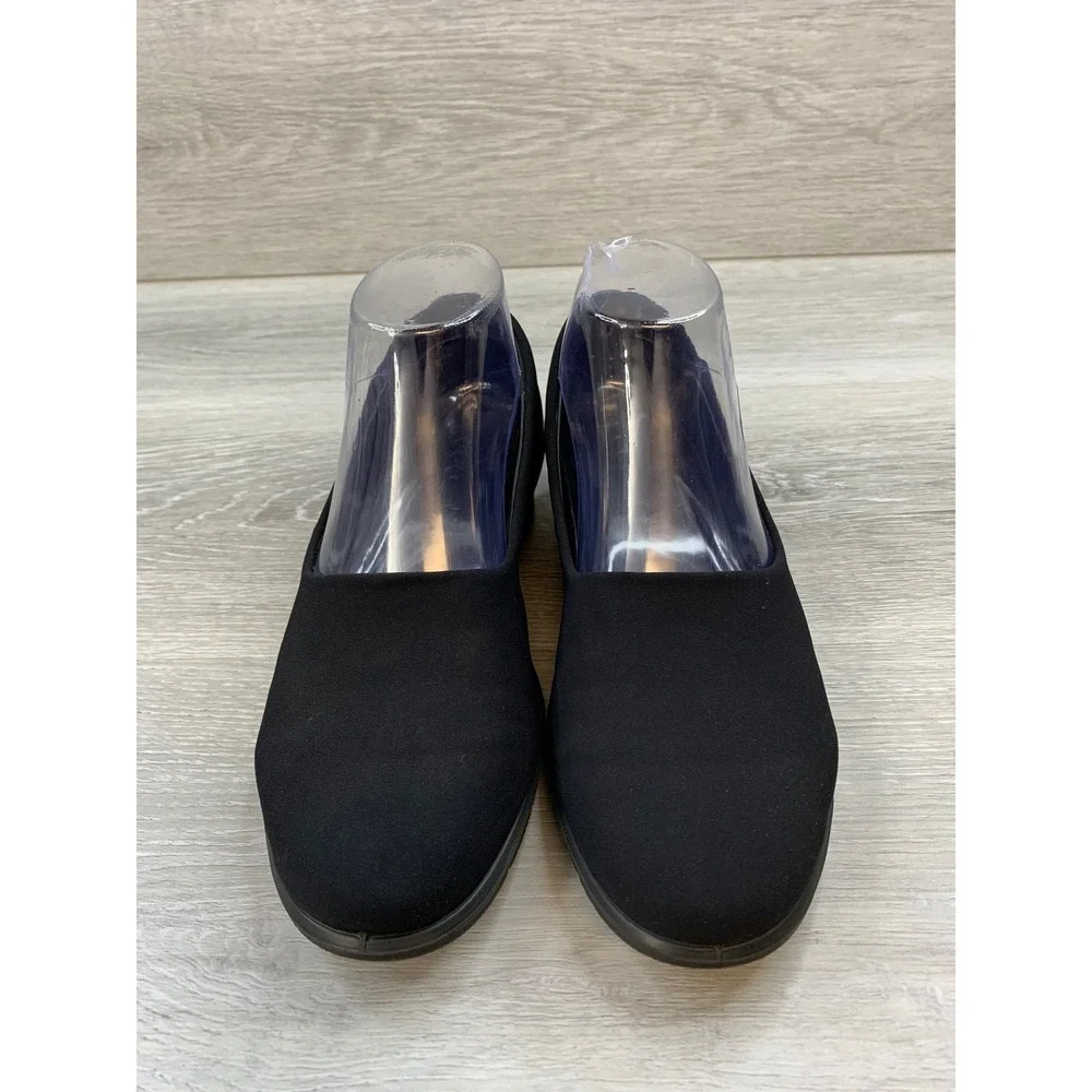 Ecco‎ Women's Black Fabric Wedge Pumps Real Leather 5.5 Insole Slip On Shoes